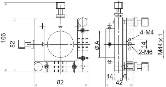 схема Четырёхосные держатели светоделителей и зеркал 03OM313/03OM314