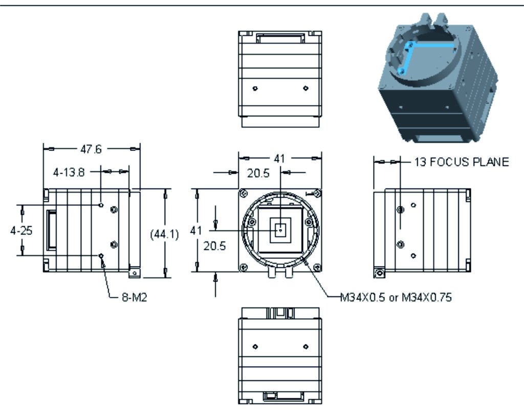 Схема корпуса неохлаждаемой тепловизионной камеры «ТН-75»