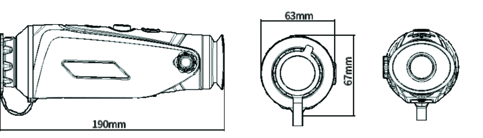 Габаритный чертеж тепловизионного прибора ночного видения CYCLOPS325