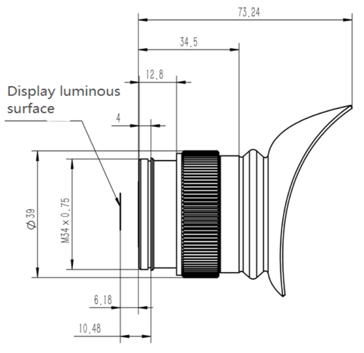Схема корпуса монокуляра для микродисплеев Eyepiece 