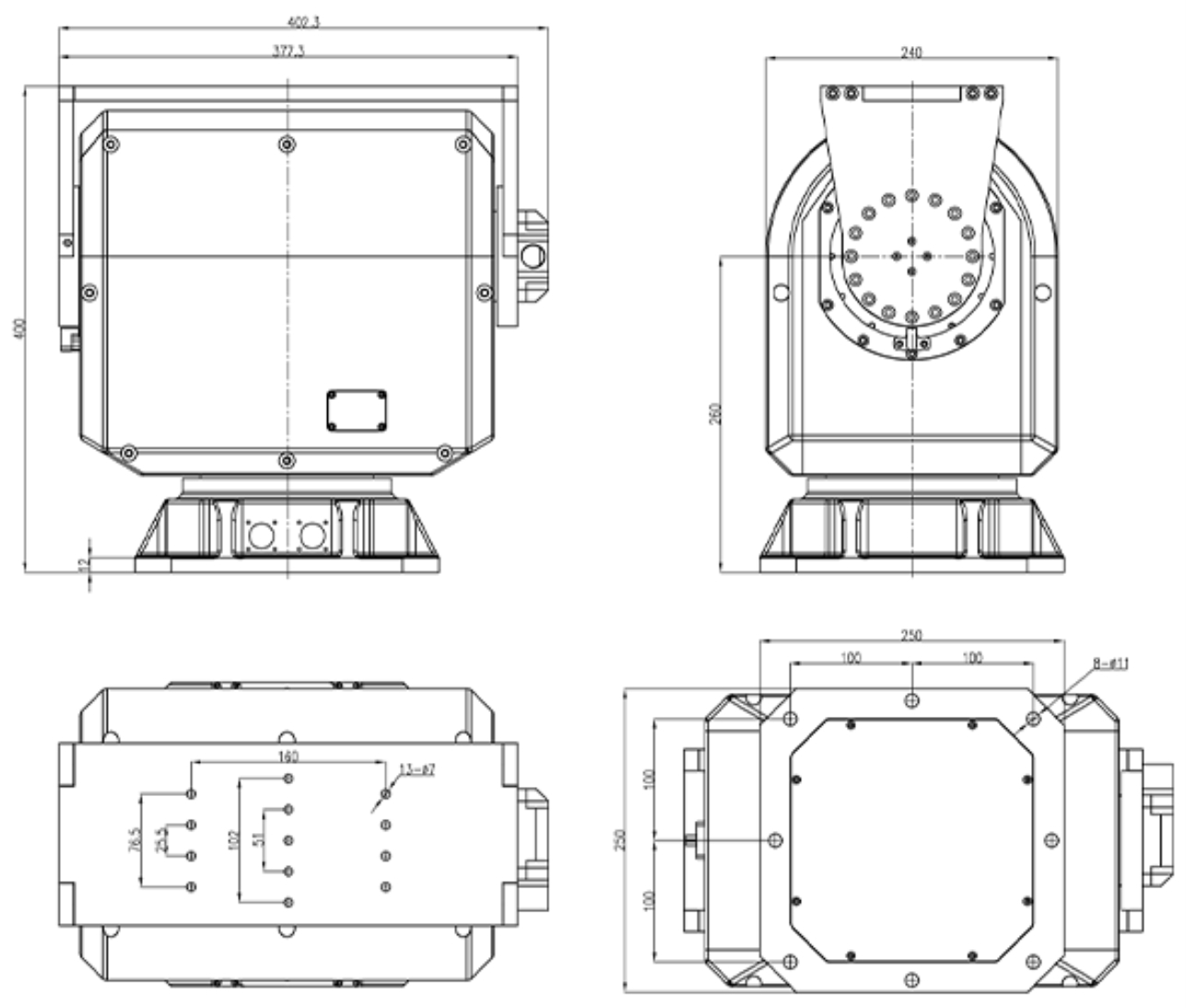 Гаьаритный чертеж опорно-поворотного устройства LC-HP