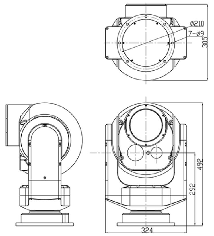 Габаритный чертёж опорно-поворотного устройства LC-ST225/30